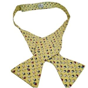 NOLA Couture Yellow Multicolor Sno-Ball Bow-Tie Self Tie Mens Adjustable